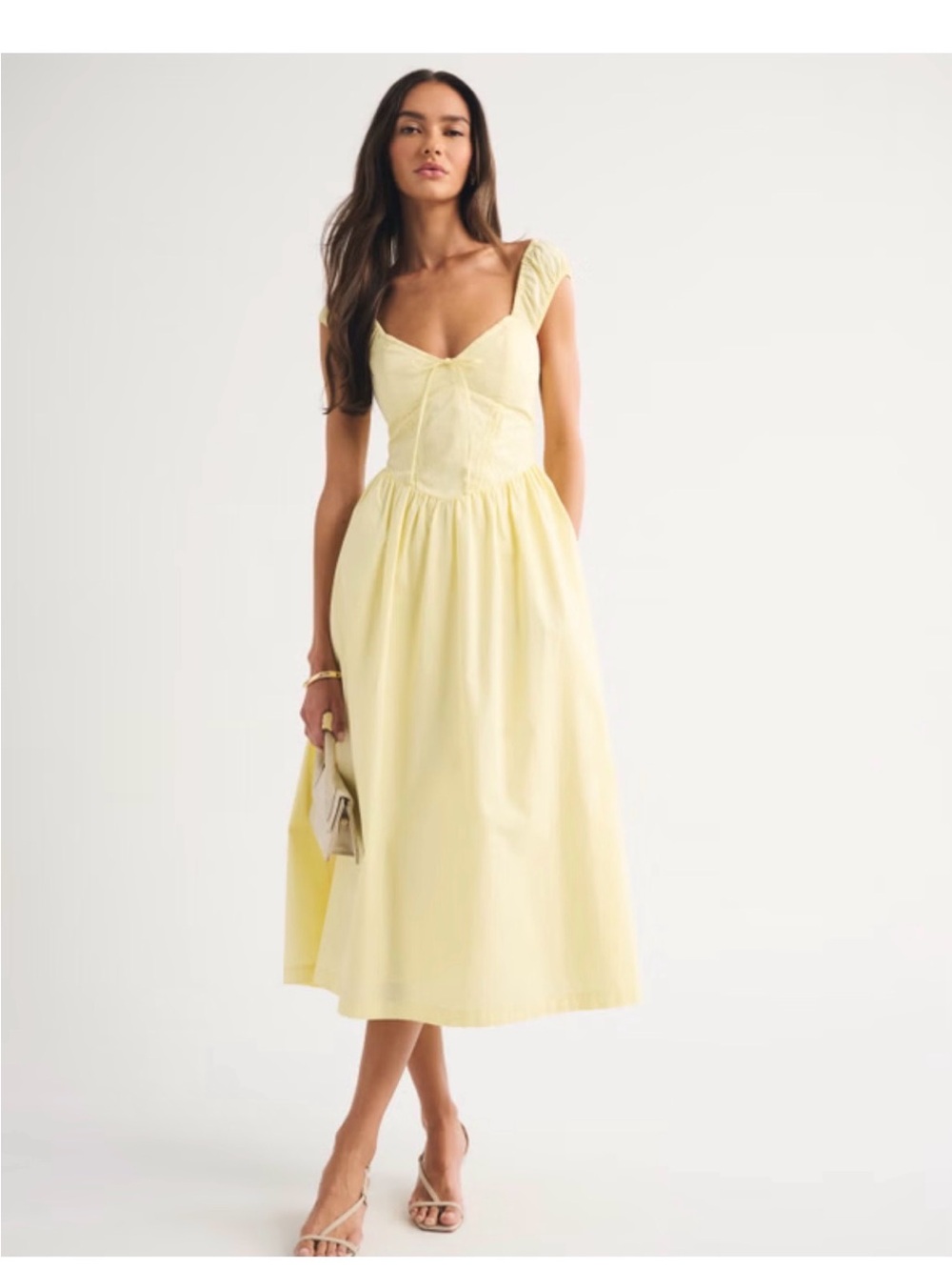 Abercrombie & Fitch Lemon Yellow Sweetheart Midi Dress
